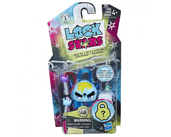 Hasbro Lock Stars Basic Σειρά 1 Μίνι Λουκετάκι Μπλε Τέρας Με Κέρατα E3103